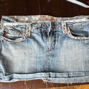 Miss Me Light Blue Denim Skirt with Lace